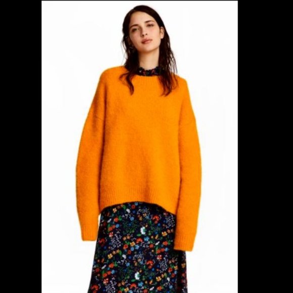 Baggy Oversized Alpaca sweater with dropped shoulder Yellow or Orange sz S/M/L - Picture 8 of 8